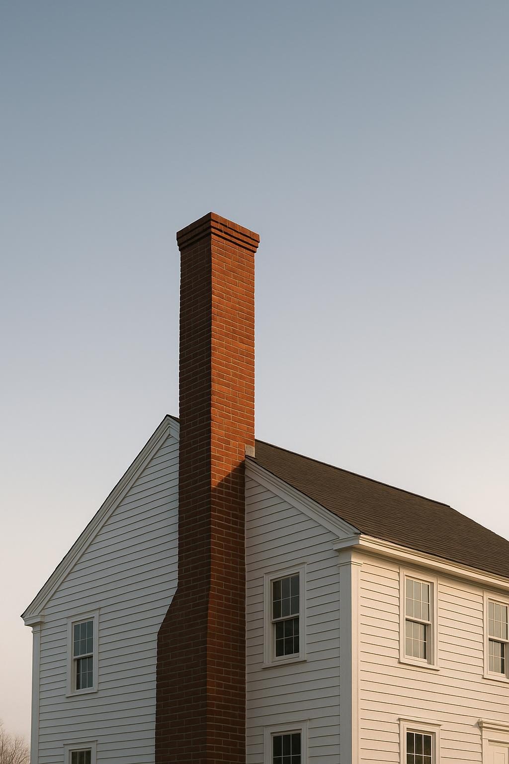 Brick chimney on a colonial house (illustration)
